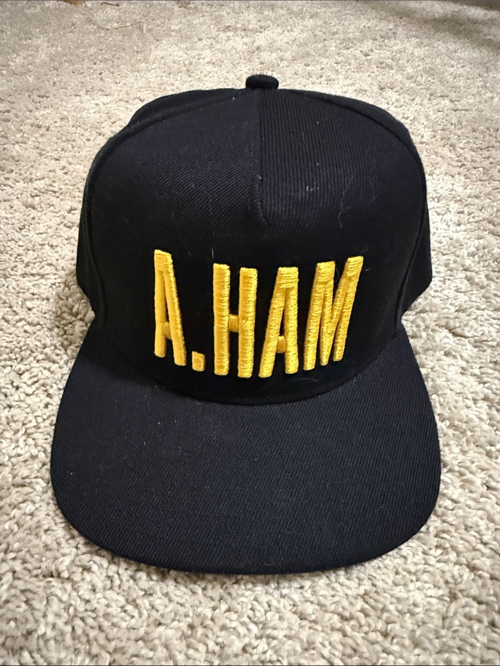 Hamilton Black Cap with Yellow 'A.HAM' Embroidery